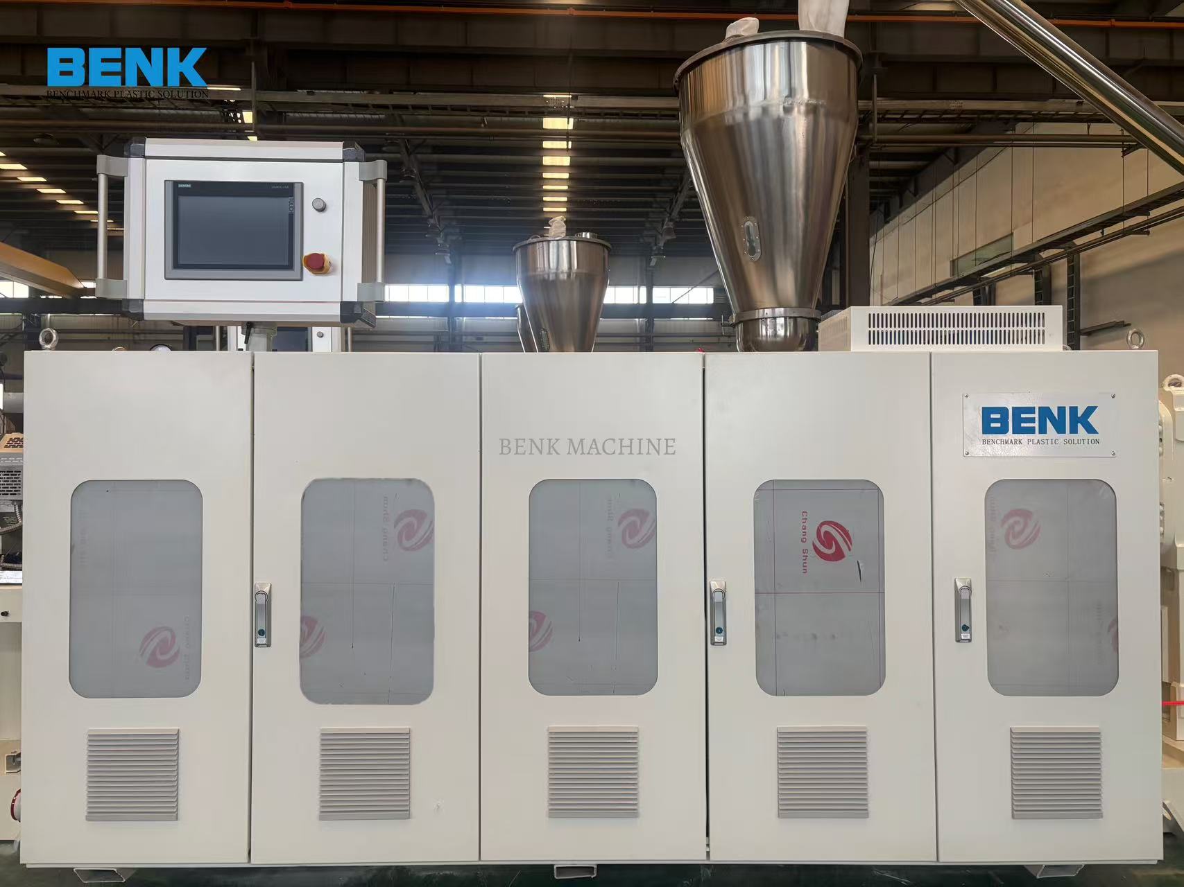 double-cavity PVC pipe extrusion production line main machine manufactured by BENK Machinery